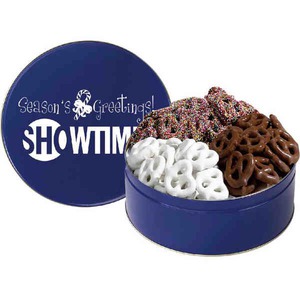 Three Flavor Pretzel Tins, Custom Printed With Your Logo!