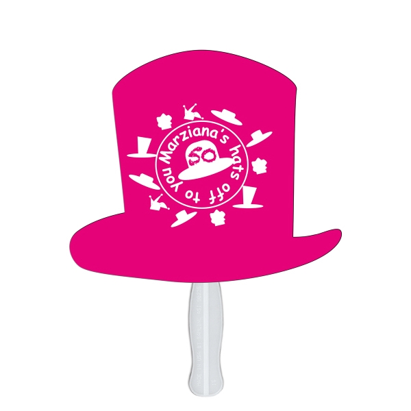Top Hat Stock Shaped Paper Fans, Custom Made With Your Logo!