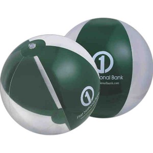 Translucent Forest Green and Clear Alternating Color Beach Balls, Personalized With Your Logo!