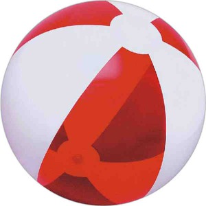 Translucent Red and White Alternating Color Beach Balls, Custom Printed With Your Logo!
