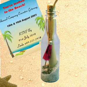 Custom Printed Tropical Resort Message in a Bottles