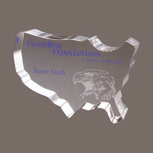 Custom Printed USA Shaped Paperweight Crystal Gifts