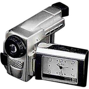 Custom Printed Video Camera Shaped Silver Metal Clocks