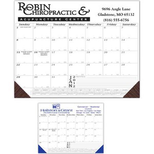 Custom Printed Vinyl Corner Blue and Black Desk Pad Commercial Calendars