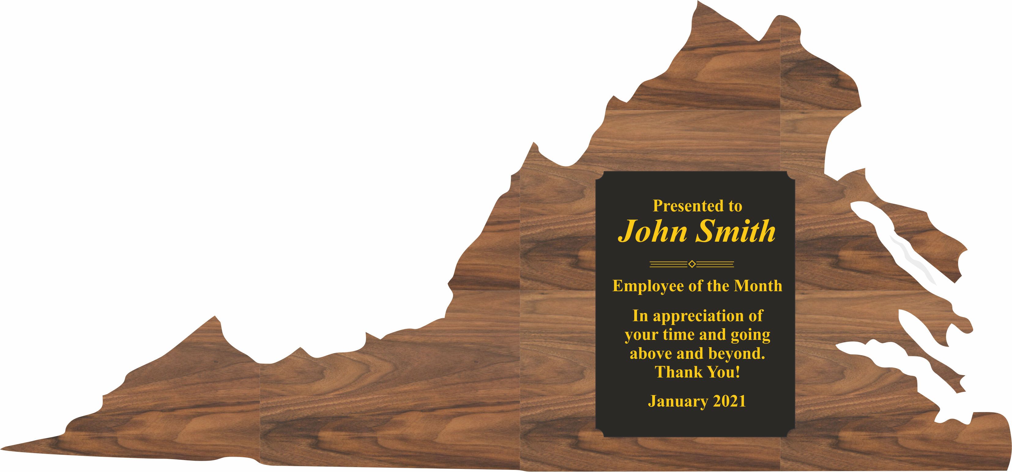 Custom Printed Virginia State Shaped Plaques