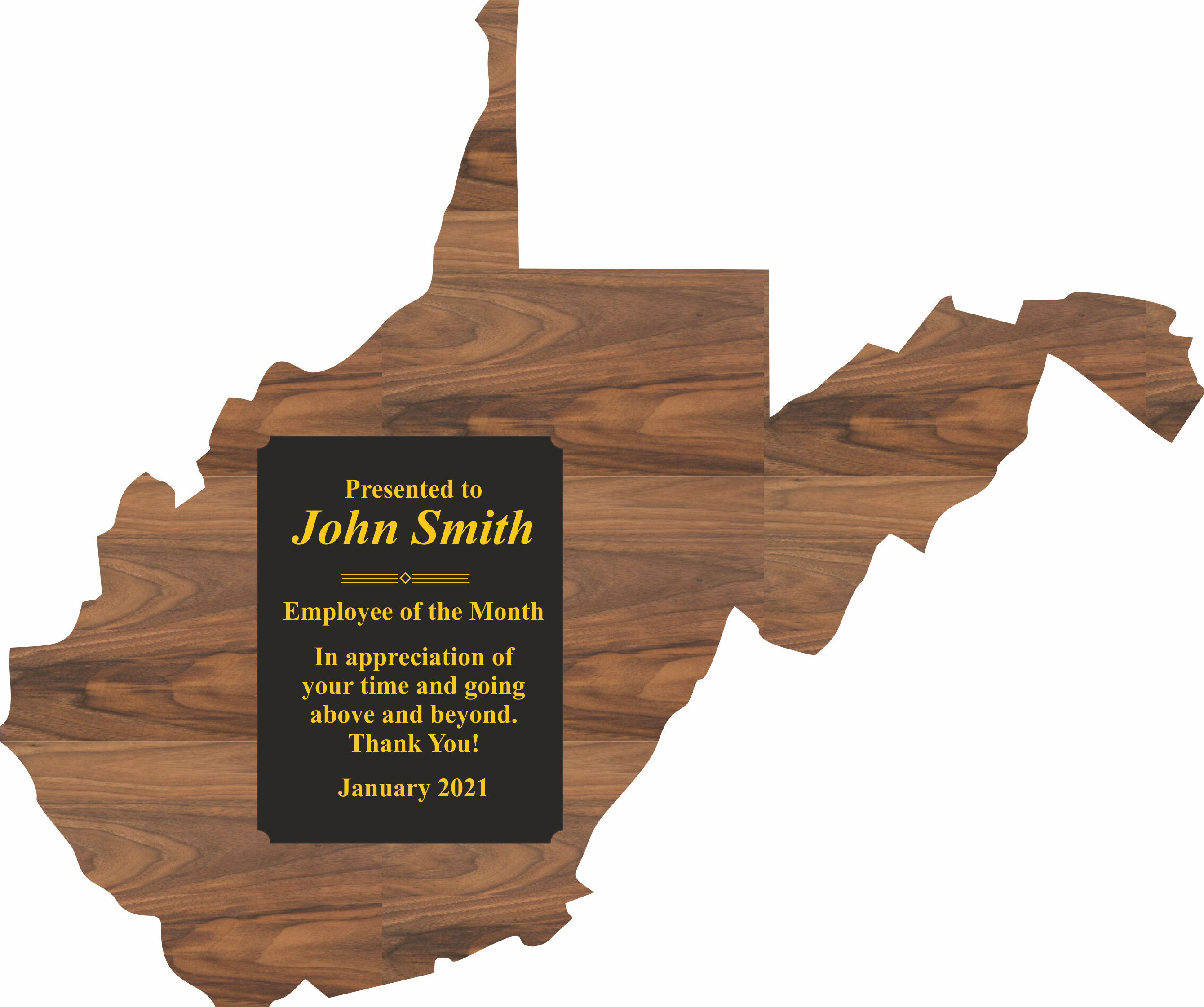 Custom Printed West Virginia State Shaped Plaques