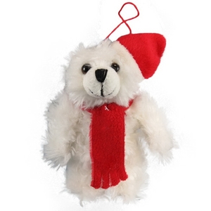 Custom Imprinted White Bear Plush Ornaments