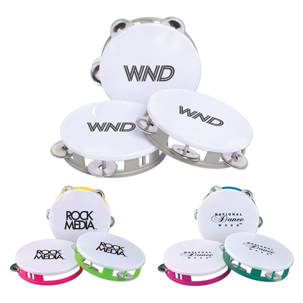 Custom Printed White Miniature Tambourines