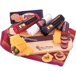 Wisconsin Flavor Themed Perishable Cheese and Sausage Food Gifts, Customized With Your Logo!