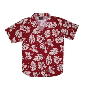 Custom Printed Womens Red Hawaii Hawaiian Camp Shirts