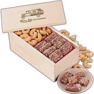 Wooden Collectors Gift Box Food Gift Sets, Customized With Your Logo!