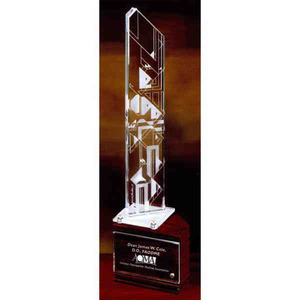 Wright Inspired Harmonics Tall Crystal Gifts, Custom Printed With Your Logo!